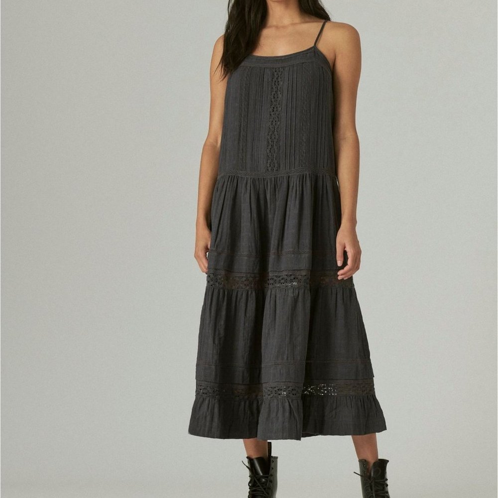 Lucky Brand Gray Lace Boho Maxi Dress NWOT